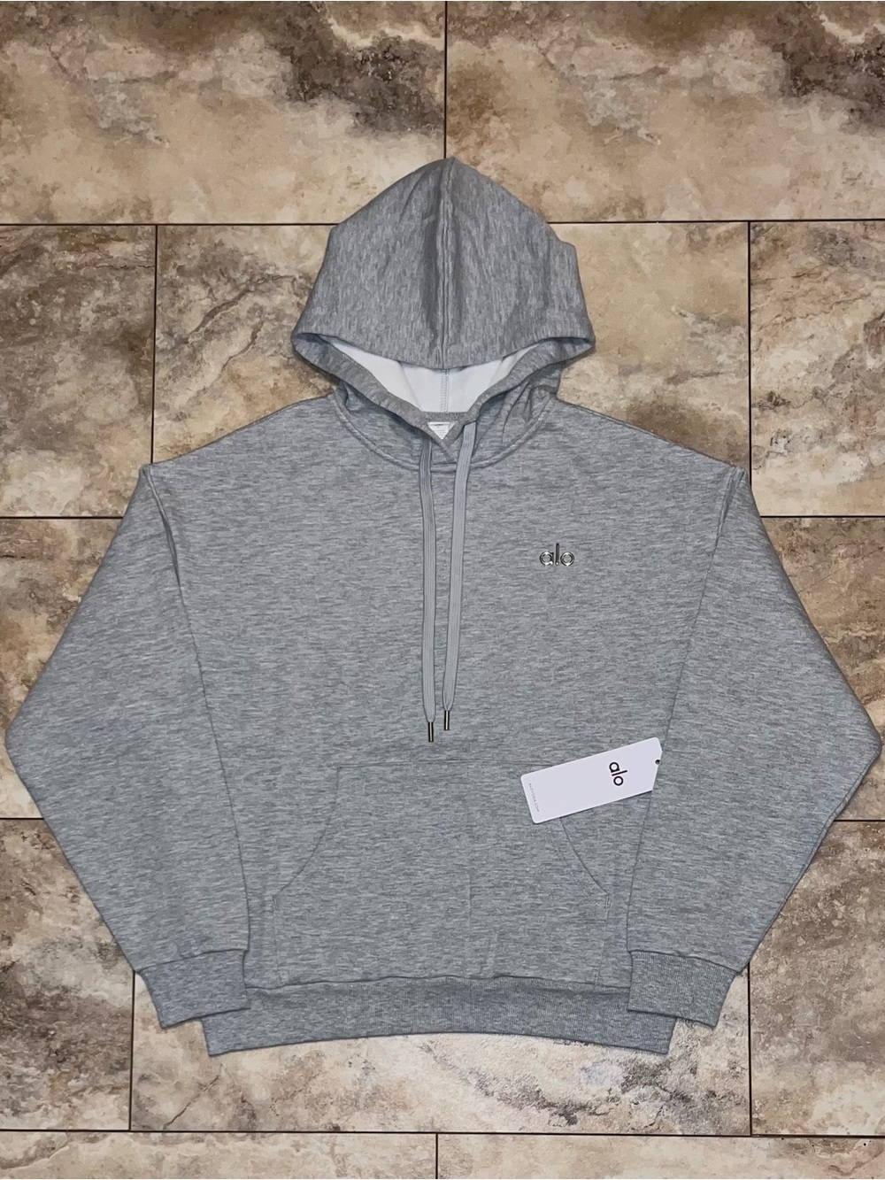 Alo Yoga Accolade Hoodie Heather Grey Pullover Size Medium